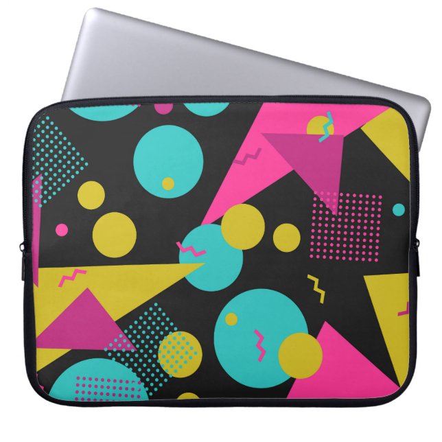 Retro 80er Memphis Geometric Design Laptopschutzhülle (Vorderseite)