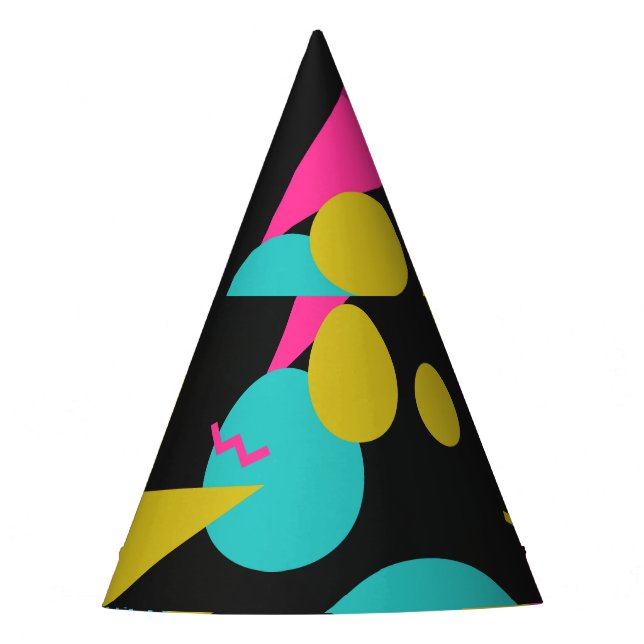 Retro 80er Memphis Geometric Design Partyhütchen (Vorderseite)