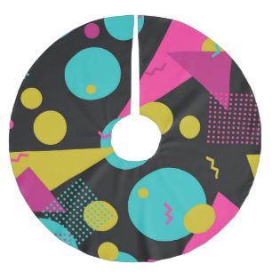 Retro 80er Memphis Geometric Design Polyester Weihnachtsbaumdecke