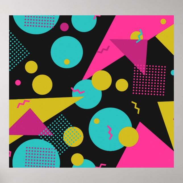 Retro 80er Memphis Geometric Design Poster (Vorne)