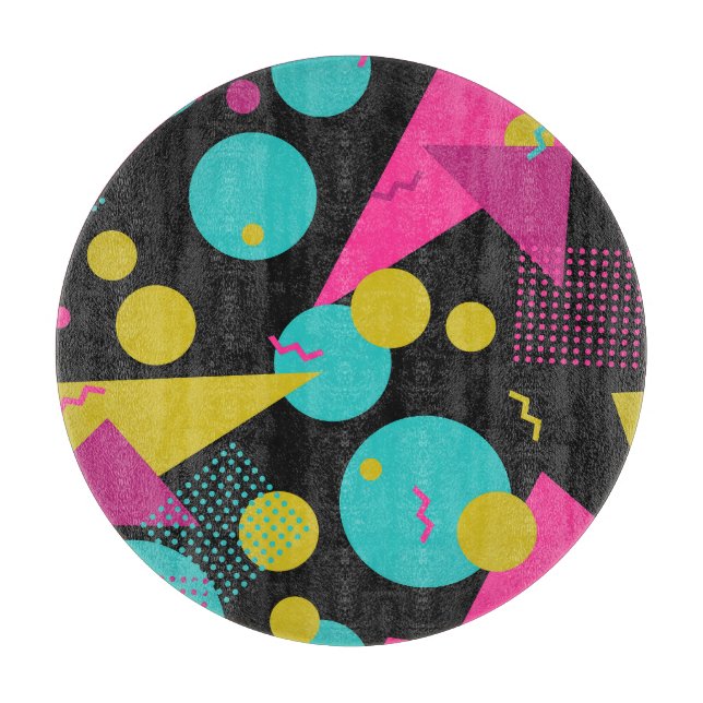Retro 80er Memphis Geometric Design Schneidebrett (Vorderseite)