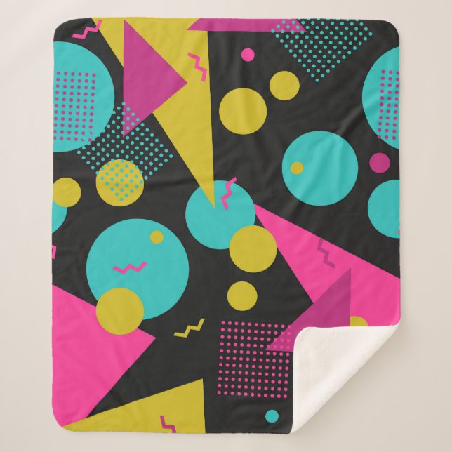 Retro 80er Memphis Geometric Design Sherpadecke (Vorderseite)