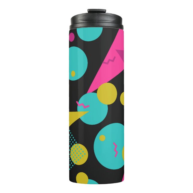 Retro 80er Memphis Geometric Design Thermosbecher (Vorderseite)