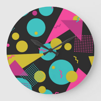 Retro-80er Memphis-Geometrie-Design Große Wanduhr