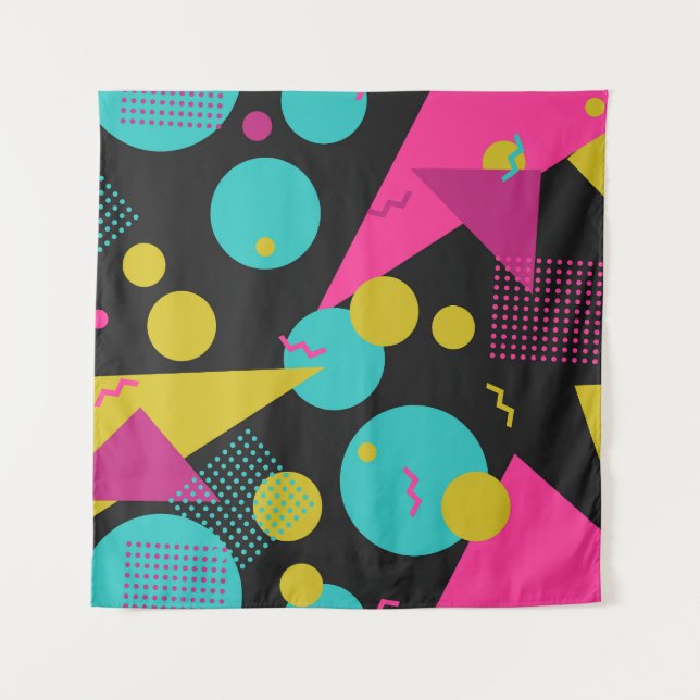 Retro-80er Memphis-Geometrie-Design Wandteppich (Vorderseite)