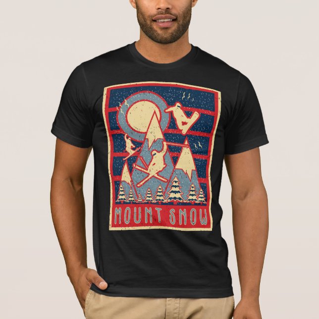 Retro 80er Mount Snow Ski Abenteuer T-Shirt (Vorderseite)