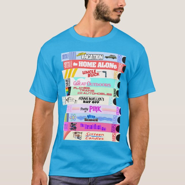 Retro 80er Movies VHS-Stapel T-Shirt (Vorderseite)