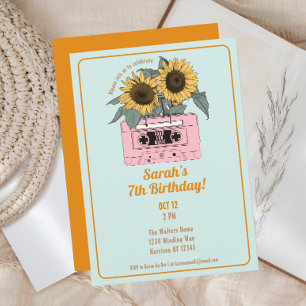 Retro 80er Music Girls Geburtstag Einladung