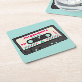 Retro 80er Music Mix Tape 50. Geburtstagsparty Rechteckiger Pappuntersetzer