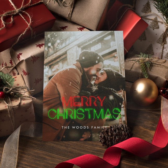 Retro 80er Neon beleuchtet Frohe Weihnachten Foto (Von Creator hochgeladen)