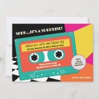 Retro 80er Neon Cassette Überraschung 50. Geburtst