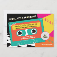 Retro 80er Neon Cassette Überraschung 50. Geburtst