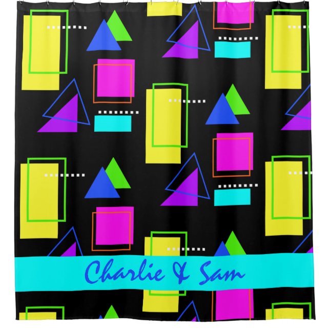 RETRO 80er NEON FLUORESCENT FARBFARBIGE RAINBOW-FO Duschvorhang (Vorderseite)