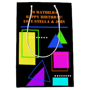 RETRO 80er NEON FLUORO FARBBOLD GEOMETRISCHE FORM Mittlere Geschenktüte