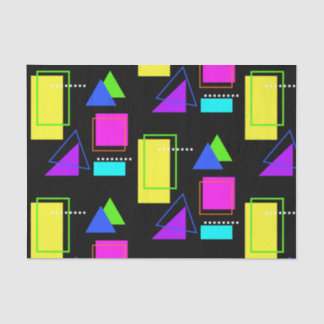 RETRO 80er NEON FLUORO FARBE GEOMETRIC FORMDRUCK Seidenpapier