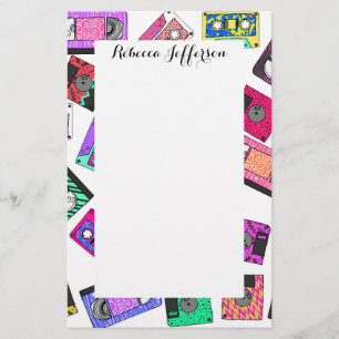 Retro 80er Neon-Gemusterte Kassetten Briefpapier