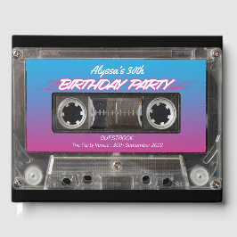 Retro 80er Neon Pink Blue Mixtape Kassette Party G Gästebuch
