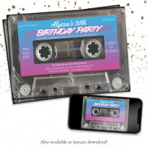 Retro 80er Neon Pink Blue Mixtape Kassette Party i