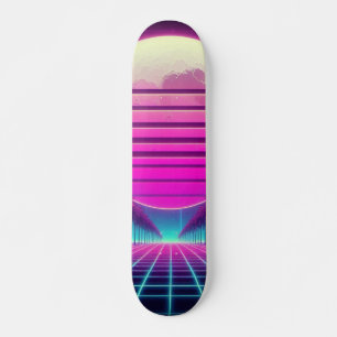 Retro, 80er Neon Sonne Skateboard