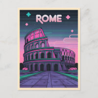 Retro 80er Neon Synthwave Colosseum Rome