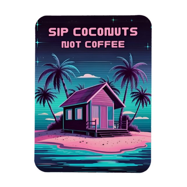 Retro 80er Neon Synthwave Tropical Island Summer Magnet (Vertikal)