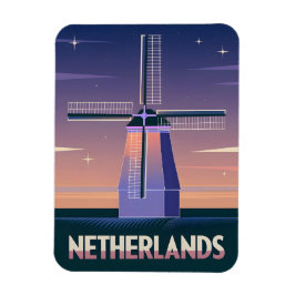 Retro 80er Neon Vaporwave Niederlande Windmill Magnet