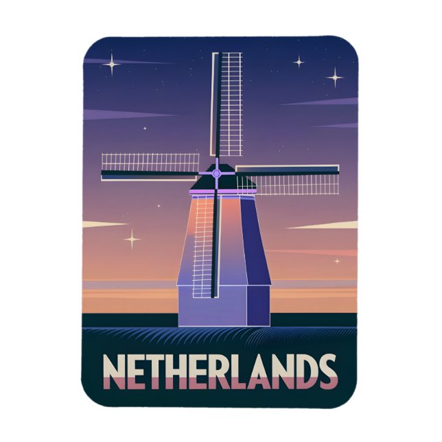 Retro 80er Neon Vaporwave Niederlande Windmill Magnet (Vertikal)