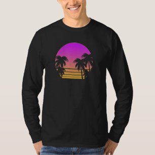 Retro 80er Palms Trees Vaporwave Outrun Art Sunset T-Shirt