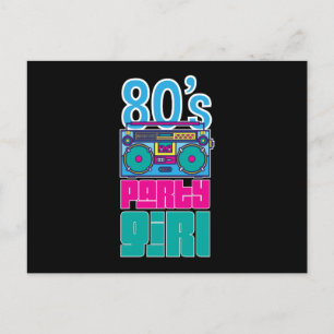 Retro-80er-Party-Girl-Tolle-Frauen-Bunt Feiertagspostkarte