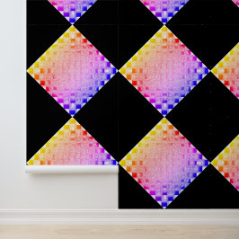 Retro 80er Pixel Glass Cube Checkerboard Square Tapete
