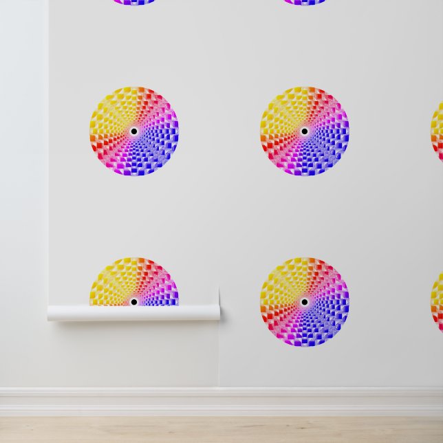 Retro 80er Pixel Glass Pyramid Checkerboard Tapete (Anwendung)