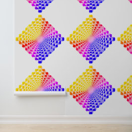 Retro 80er Pixel Glass Pyramid Checkerboard Tapete