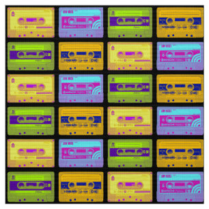 Retro 80er Pop Art Kassetten Stoff