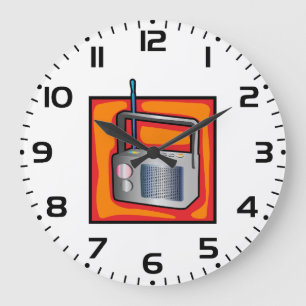 Retro 80er Pop Art Radio Lebendiges Vintage Große Wanduhr