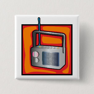 Retro 80er Pop Art Radio Vibrant Vintage Button