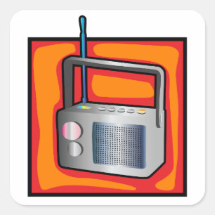 Retro-80er-Pop-Art-Radio Vibrant Vintage Quadratischer Aufkleber