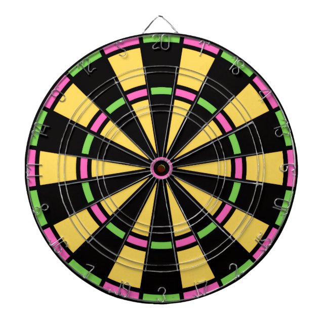 Retro 80er Pop Gelb, Rosa, Grün Dartscheibe (vorne)