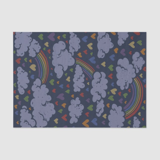 Retro 80er Rainbow Hearts Seidenpapier (Vorderseite)