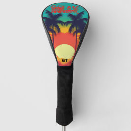 Retro 80er 'RELAX' Tropical Sunset Golf Head Cover Golf Headcover