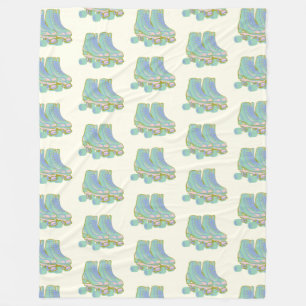 Retro-80er-Rollschuh-Muster Pastell Skater 90er Fleecedecke