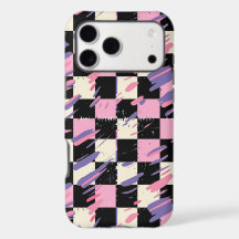 Retro 80er Rosa Lila Karo iPhone Samsung