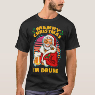 Retro 80er Santa Im Betrunken Beer Funny Drink Chr T-Shirt