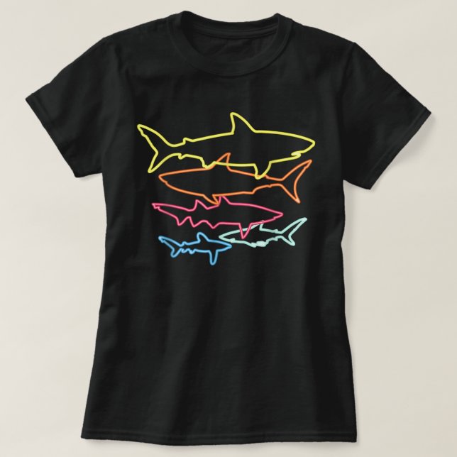 Retro 80er Shark Clothes Haie Party Haie T-Shirt (Design vorne)