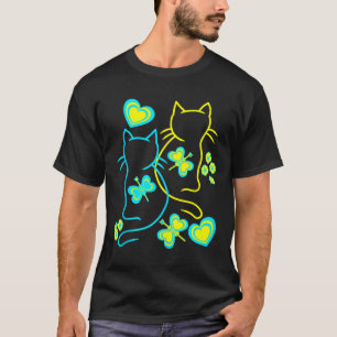 Retro 80er Sommerkatzen Herz Blume Katze Kitten Ch T-Shirt