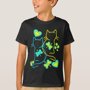 Retro 80er Sommerkatzen Herz Blume Katze Kitten Ch T-Shirt