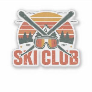 Retro 80er Sonnenuntergang Ski Club Vintage Skifah Aufkleber