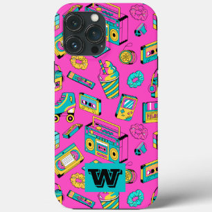 Retro 80er Spaß Bunte Mädchen Neon Rosa Monogramm Case-Mate iPhone Hülle