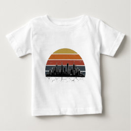 Retro 80er Stadt-Skyline Sonnenuntergang Vintage-S Baby T-shirt