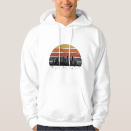 Retro 80er Stadt-Skyline Sonnenuntergang Vintage-S Hoodie
