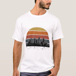 Retro 80er Stadt-Skyline Sonnenuntergang Vintage-S T-Shirt